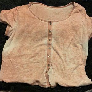 Faded American Eagle Cropped Button Down